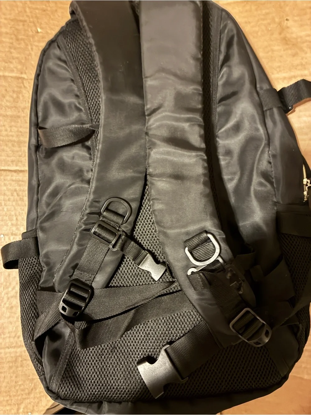 Black Men's Multi‑Pocket Backpack with Ivory Trim and Faux‑Croc Accent